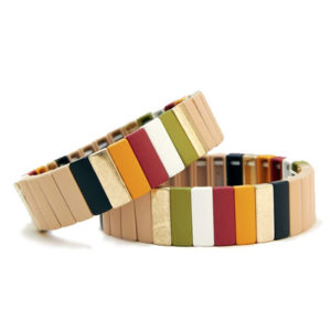 Happy Fall Y'All Matte Painted Stretch Block Bracelet (set of 2)